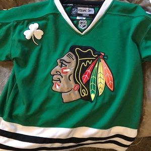 St Patrick's Day Green Blackhawks Jersey